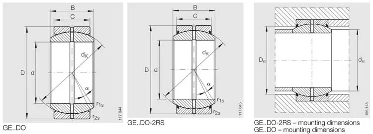 Incidences radiales simples sphériques de GE20ES GE 20DO pour le cylindre hydraulique GE20DO-2RS