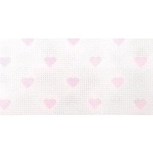 Bulk Buy: DMC Impressions Aida Needlework Fabric 14 Count 14"X18" White W/Baby Pink Hearts DC27C-ROSE (2-Pack)