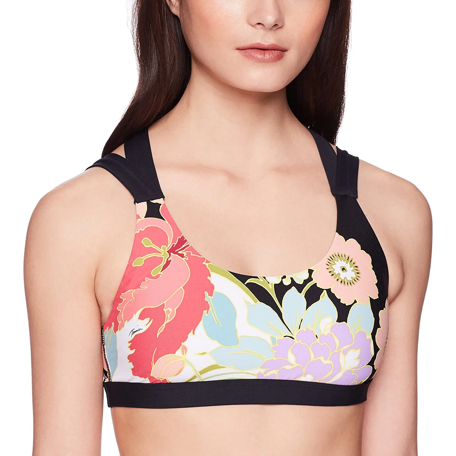 Desigual Womens Sport Mid-Impact Bra with Mesh Garden