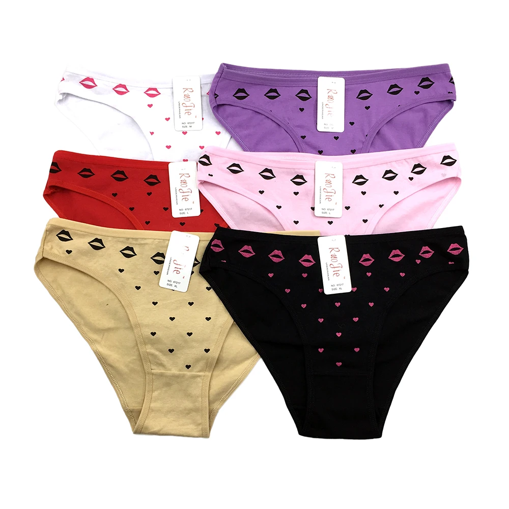 67217 Six Color Young Little Young Girl Panties Cotton Printed Love