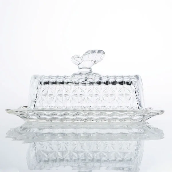 Crystal Unique Glass Butter Dishes With Butterfly Handle Cover Buy