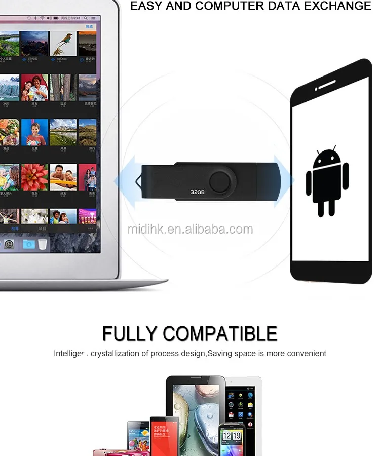 Hot Selling 2 in1 OTG Micro USB Flashdisk Memory Stick 2.0 3.0 Swiveling Flash Drive Promotion Gift with Customized Logo - ANKUX.COM