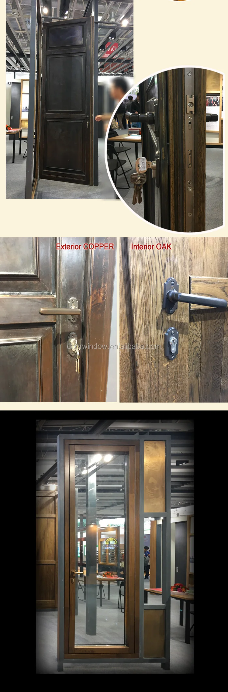 Nordic fresh style front door designs copper frame clad 3 solid oak panel wood door