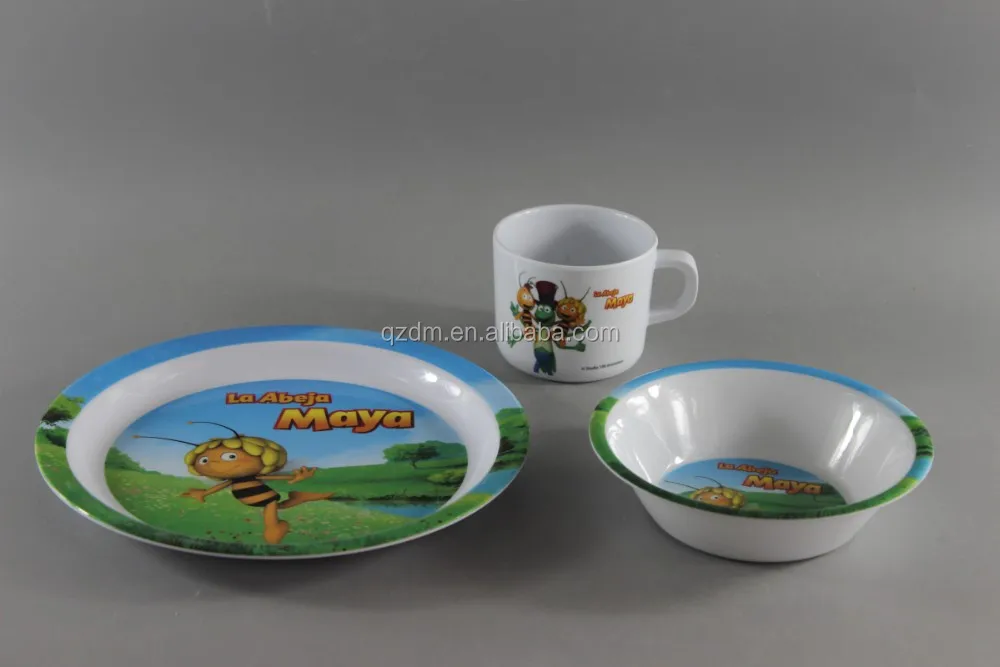 Set Of 3pcs Melamine Kids Dinner Set Melamine Plate/Bowl/Cup Set