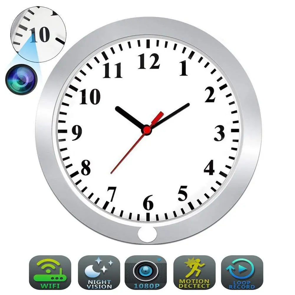 1080 p wifi 间谍隐藏摄像头墙上的时钟运动检测摄像机远程视图摄像机
