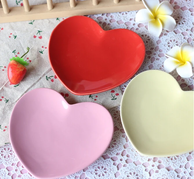 Custom Heart Shaped Flat Ceramic Dinner Plate With Custom Colors Buy