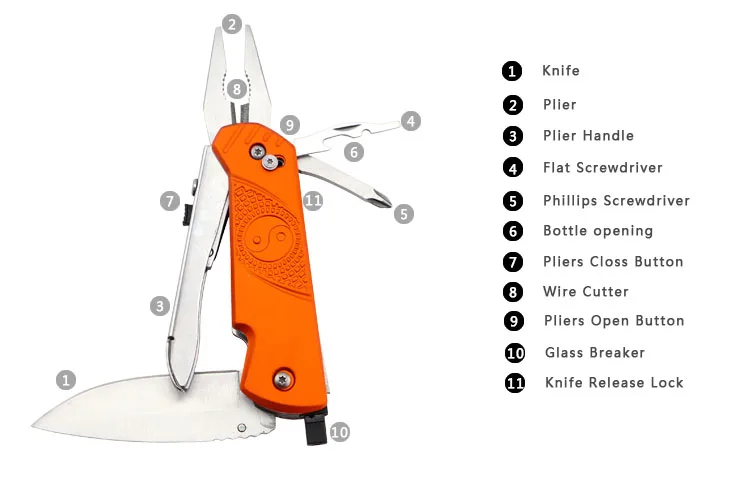 Outdoor Camping Have 4 Kinds of Function Multitool Knife