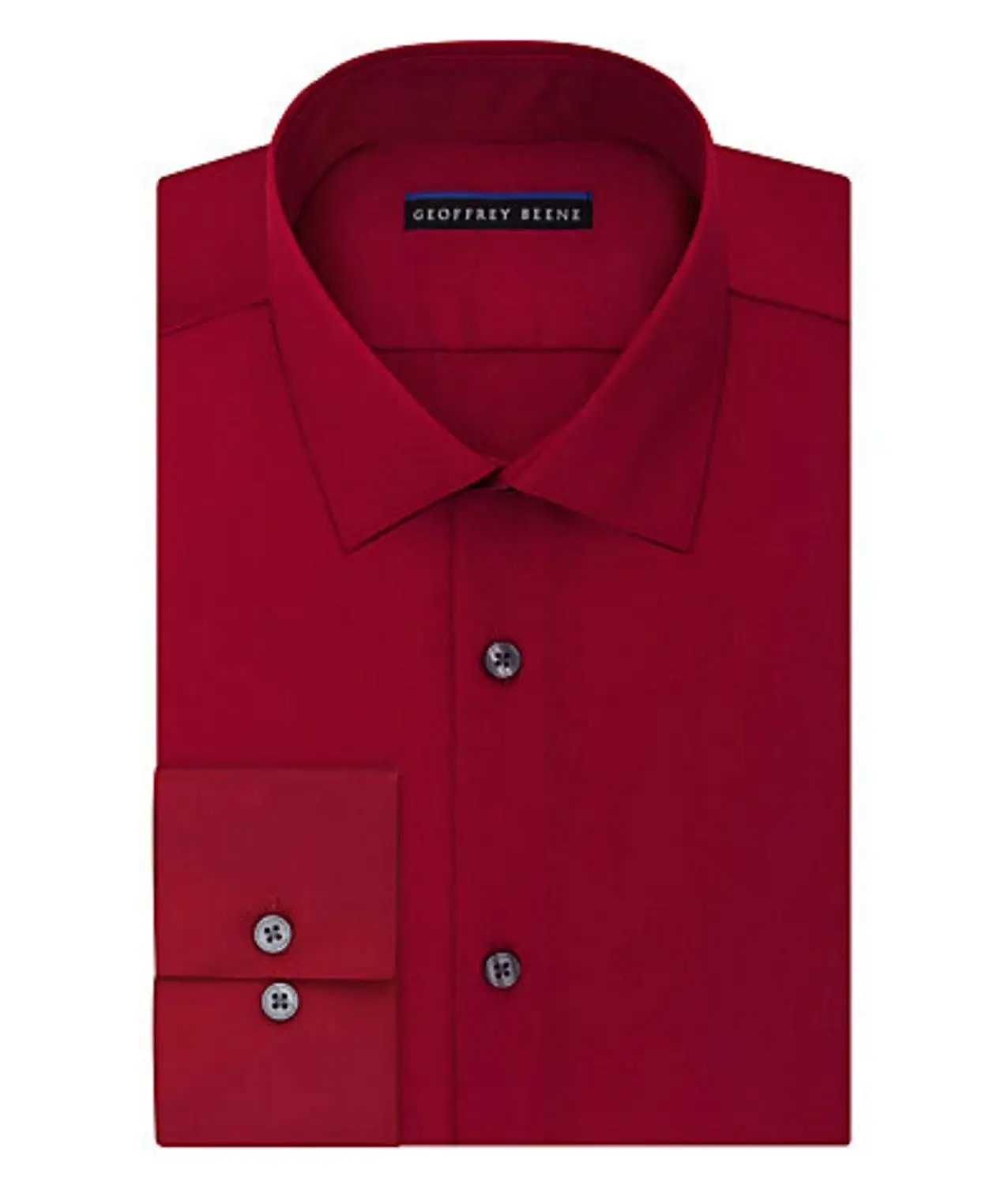Geoffrey Beene Mens Cutaway Cuff Fitted Sateen Solid Dress Shirt