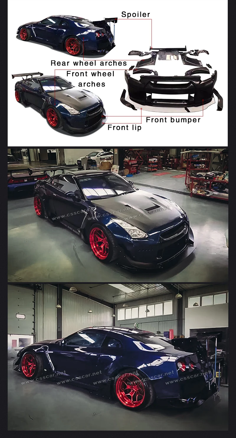 nissan rear spoiler on Rock Buny Style Fiberglass Material Wheel Arches Front Bumper Lip Rear Spoiler Suitable For Nissan Grt R35 Wide Body Kits Buy Car Accessories Front Bumper Front Lip Auto Parts Rear Extension Wing