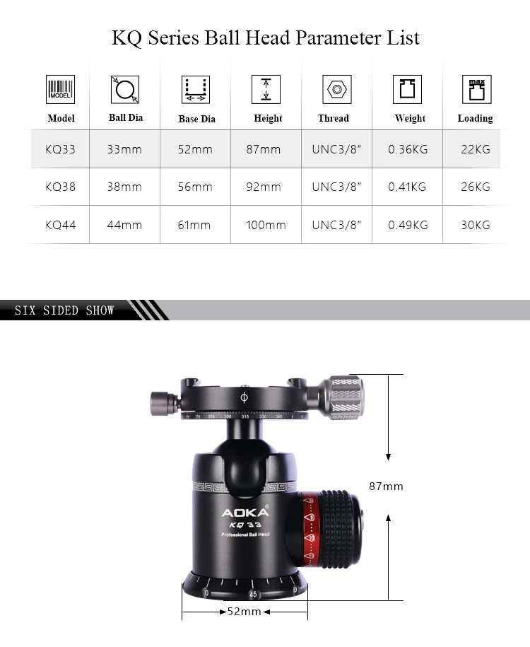 Ball Head Professional Aluminum Alloy Camera Tripod Parts - Buy