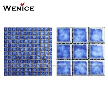 Crackle Glass Mosaic Tile Backsplash Blue Mosaic Stone Tiles Stbl001