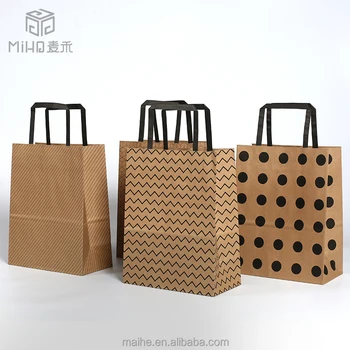 Paper Bag Flat Handle With Company Logo Paper Hand Carry Bag Wholesale Brown Bags - Buy ...