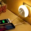 Light Sensor Led Socket Night Light With Dual USB Charger Wall Lamp US EU Plug