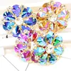 Shiny Crystal Beaded Crystal Stones Silver Button Glass Flat Back Rhinestone Neckline Bodice Applique with Gold Base for Clothes