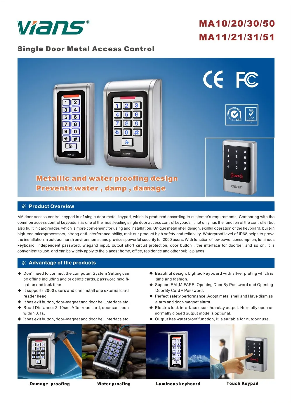 Metal Digital Access Control Keypad With Door Bell,Rfid Card Reader ...