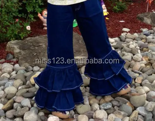 girls denim ruffle pants