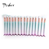 Custom logo printing 10 Pieces Plastic Handle Mermaid makeup brush set for web store