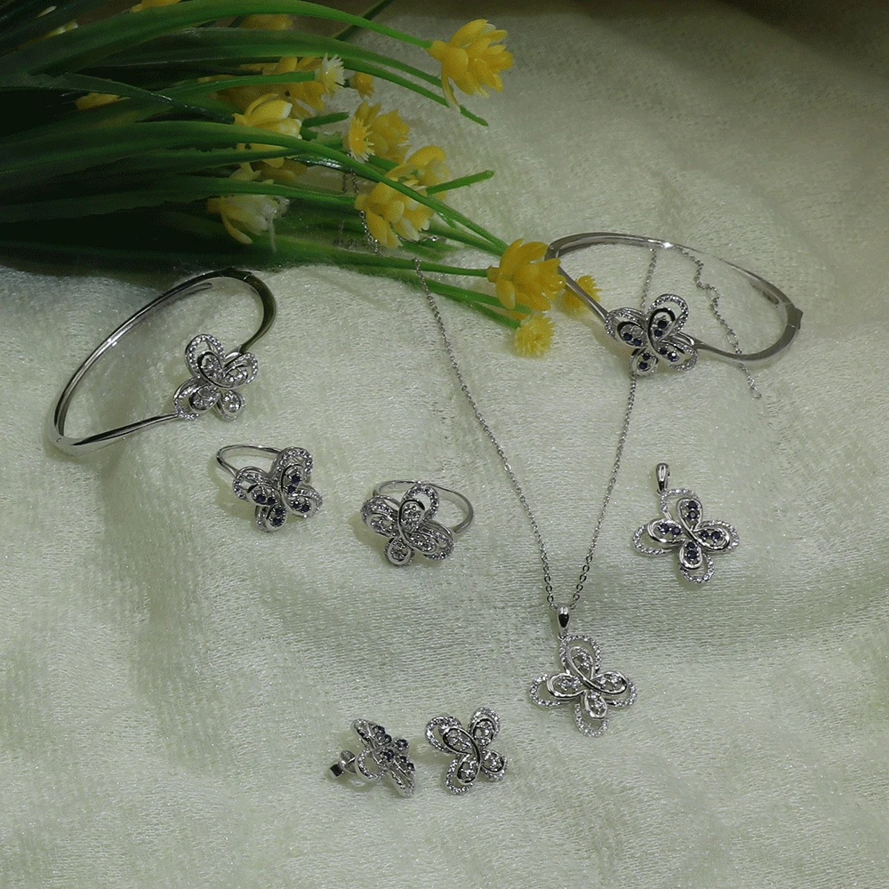 Joacii butterfly silver wholesale fashion luxury women jewelry set