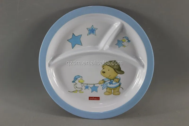 Food Grade 3 Divide Plate, Three Section Dinner Plate For Kids