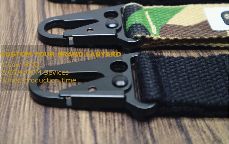 定制高品质丝印品牌标志橙色尼龙手腕品牌钥匙扣锁扣锁链