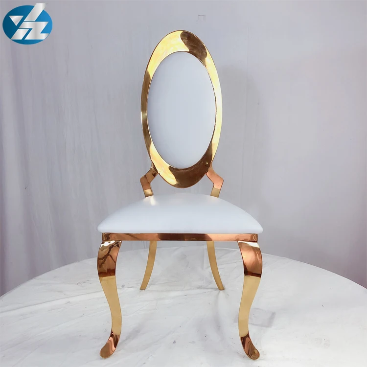 Classic Luxury Rental Gold Steel High Back Dining Chairs For Hotel And