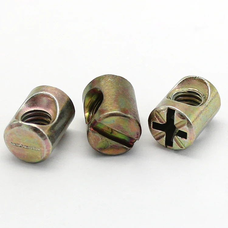 
Color-plated Zinc Cross Dowels Slotted Nuts for Most Furniture Beds Crib Chairs 