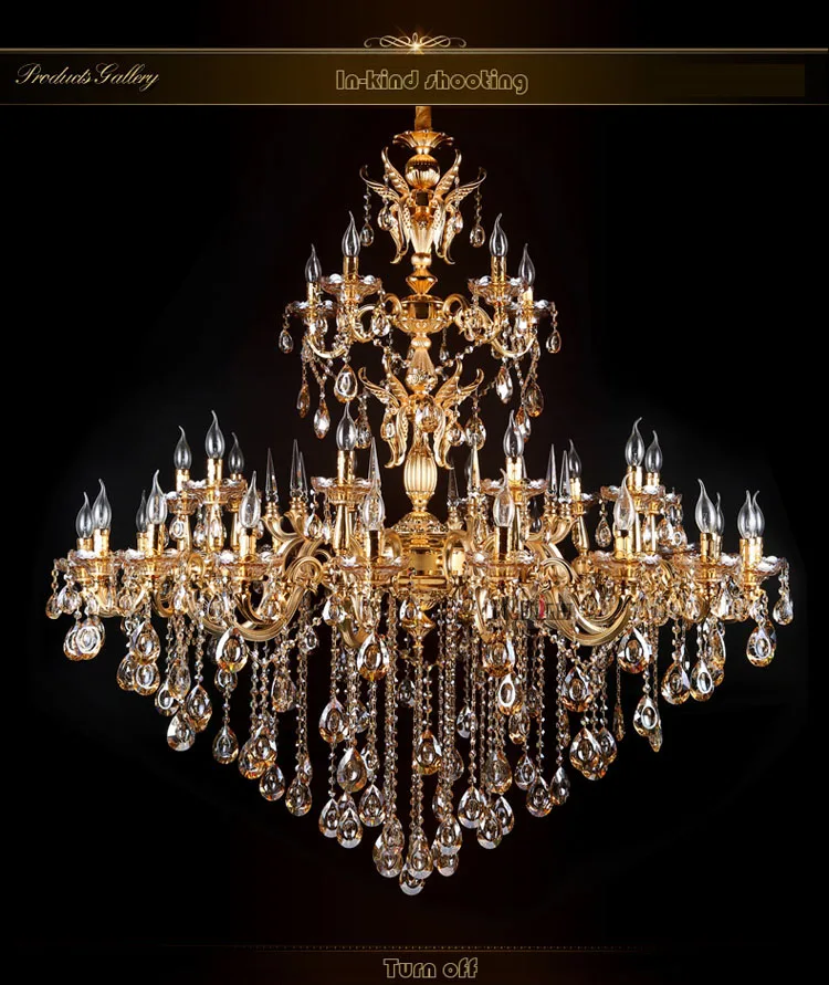 European zinc alloy gold crystal chandeliers pendant lights for the living room corridor of the hotel and villa