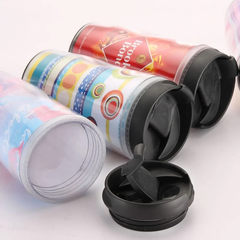 250ml Travel Mug Plastic Double Wall Drink Mug With Insert Paper Buy