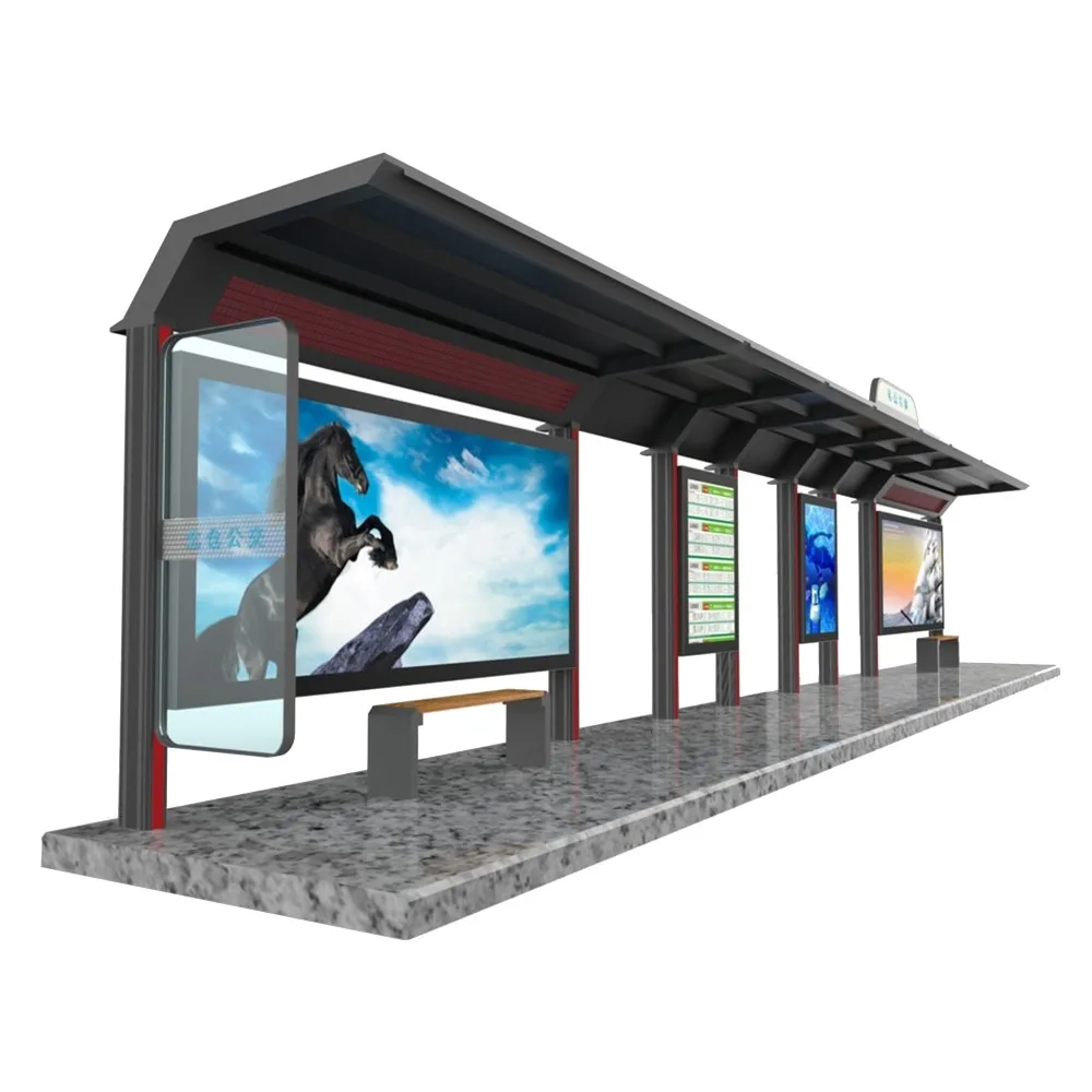 product-YEROO-City Public Advertising Bus Shelter Modern Outdoor Bus Stop Shelter-img