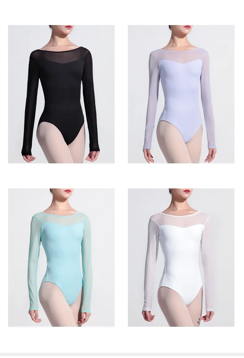 117141004 Hot Sell Baiwu Dance Leotards Long Sleeve Mesh Fashion Ballet