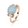 15382 New arrival fashion jewelry light blue ice stone prong set 18 k gold color plated finger ring