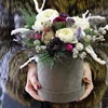 Custom made suede rose box, velvet hat box, velvet flower box