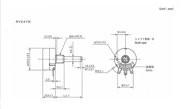 RV24YN20S B10K potentiometers