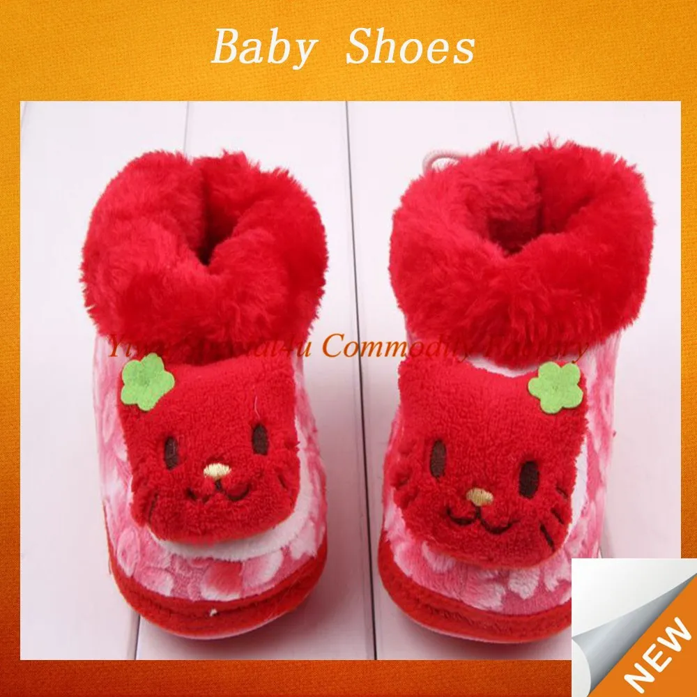 Kedi tasarım peluş erkek ayakkabı yenidoğanda kış bebek ayakkabıları