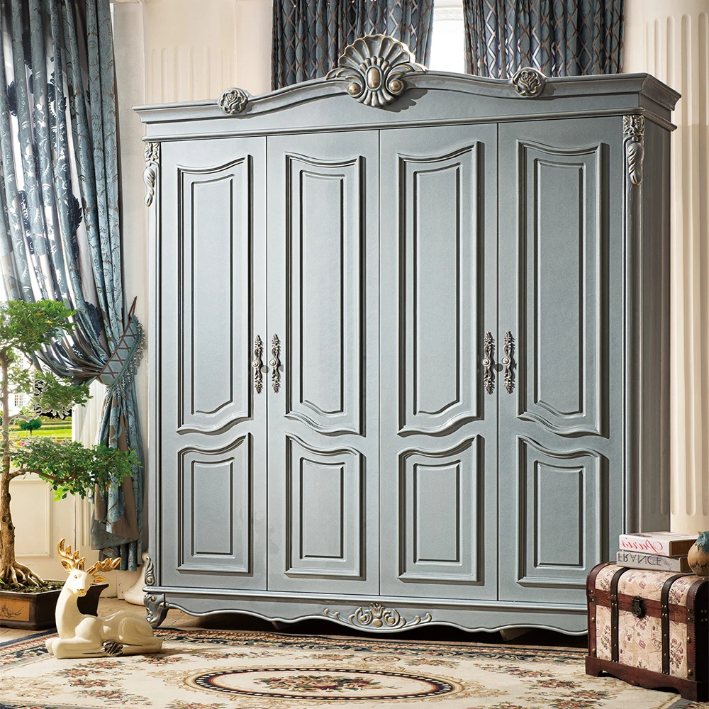 Más popular antiguo lujo king size muebles de dormitorio de madera SET