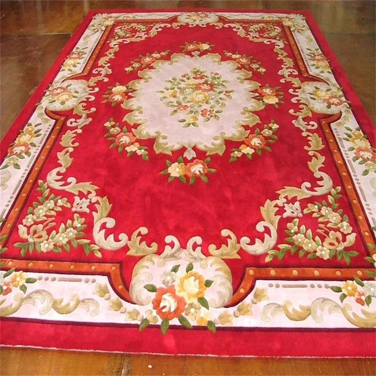 Chinese Style Red Hand Carved Wool Floor Rug Tufted Chinese Style Red Hand Carved Wool