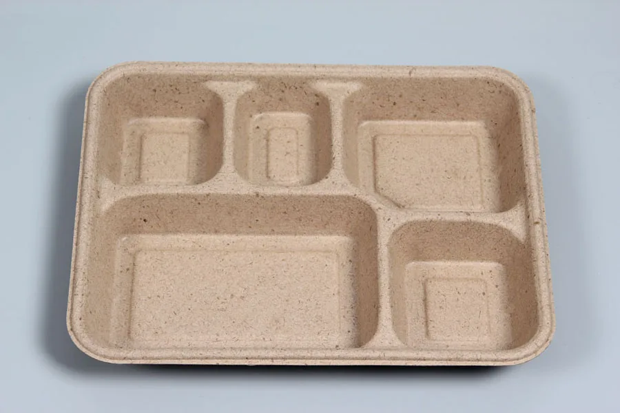 1000ml 2-compartment Biodegradable Disposable Food Container Packaging ...