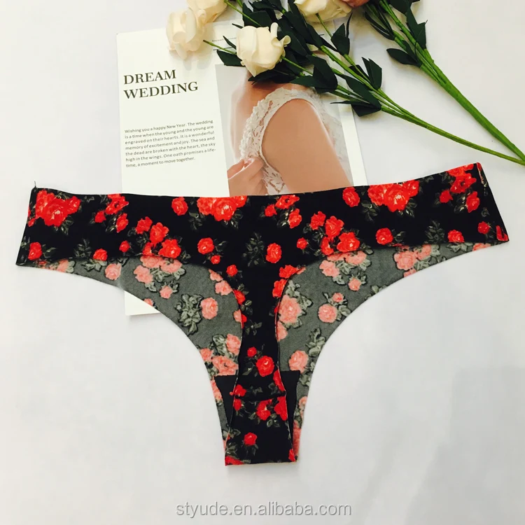 Ladies Laser Cut Underwear One Piece Seamless G String Thongs Girls Floral Thongs Buy Ladies
