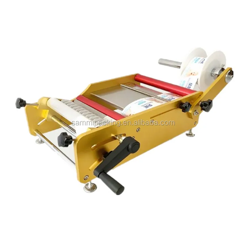 Portable manual labeling machine for round cans jars