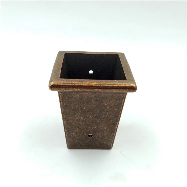 Antique Brass Square Chair Leg Caps Vintage Furniture Leg Sabot Feet