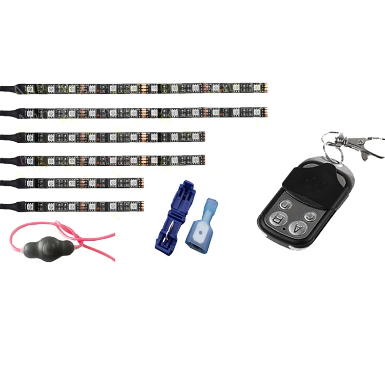 2019 New 6Pc 12V wireless  Green LED  Glow Lights Flexible Neon Strips  Kit for motorcycle