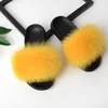 Match Color Real Fur Pompom Ball Slippers Package Bag Luxury Set Extra Fluffy Raccoon Fur Slippers Slides for Women