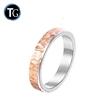 Rose gold plated harmmered flat silver 925 ring women