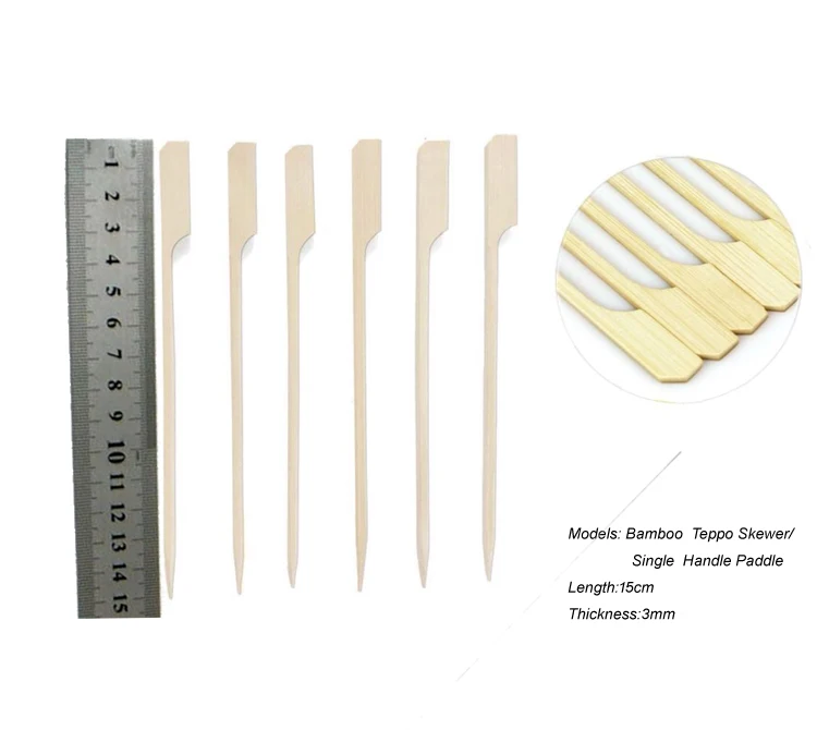 9cm Natural Color Bamboo Baking Burger Flat Teppo Skewers Sticks - Buy ...