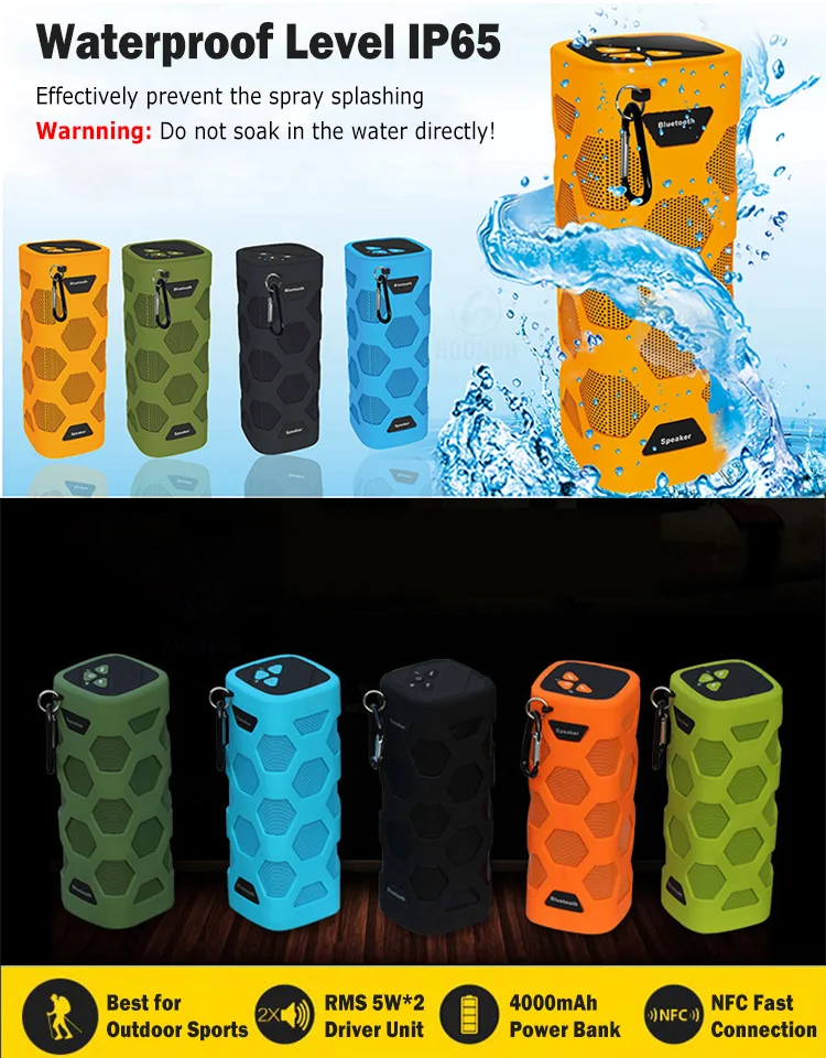 China Manufacturer IP65 Waterproof 4000 mAh Bluetooth Speaker Powerbank with NFC - ANKUX.COM