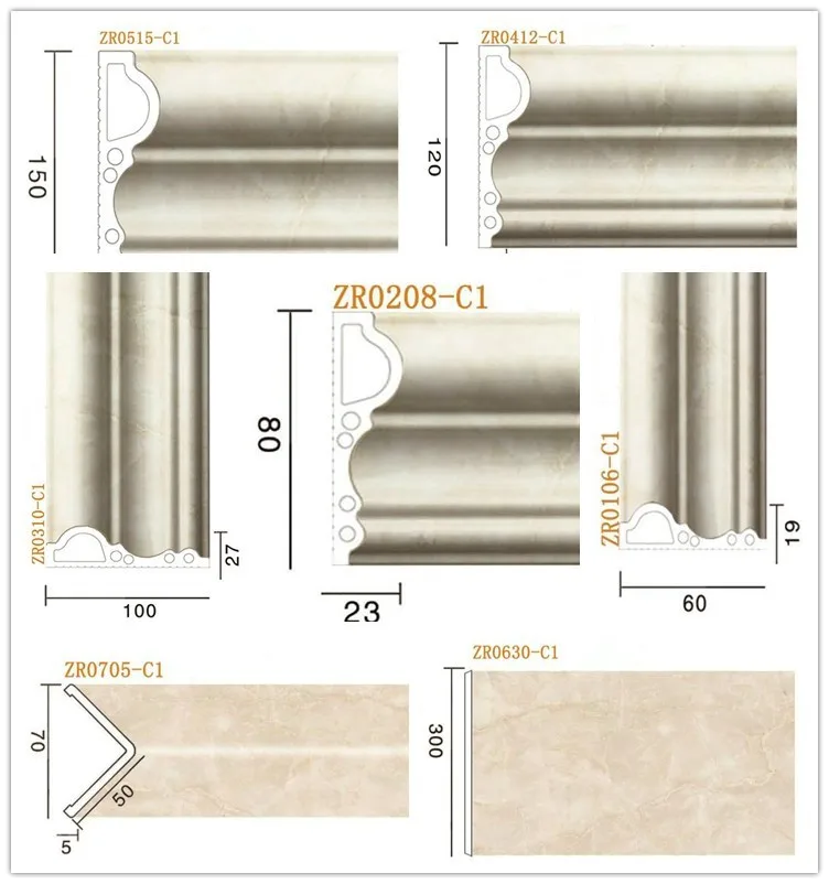 PVC Marble Profiles and Decorative PVC Mouldings