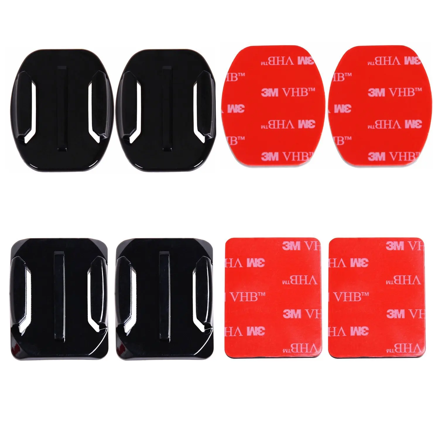 EXOX Curved Adhesive Mounts for GoPro Cameras 2 x Flat Surface Mounts and 2 x Curved Surface Mounts with 3M VHB Adhesive Pads for Gopro HD Hero4 Hero3+ Hero3 Hero2 Hero Cameras