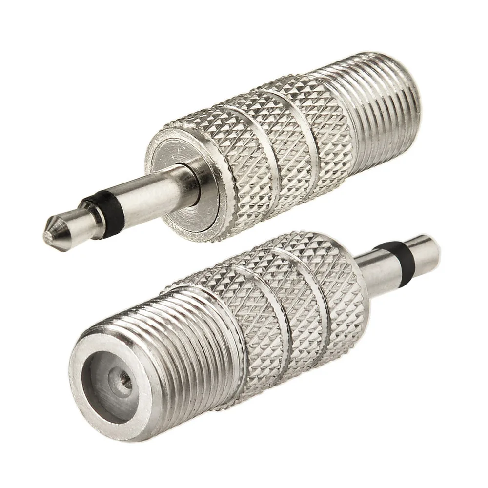 F Jack Female To 3.5mm Mono Plug Male Adapter Coaxial For Video Data
