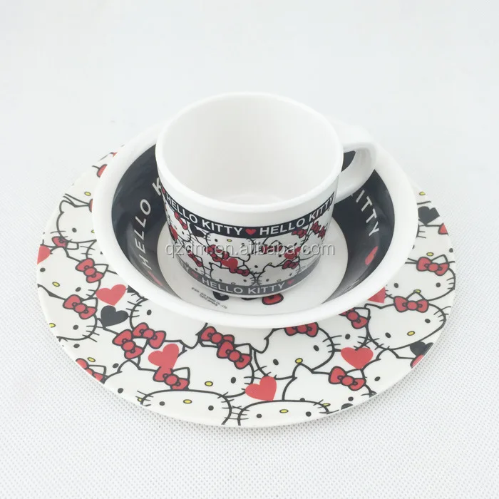 3pcs Foodgrade Melamine Kids Dinner Set , Plastic Children Tableware