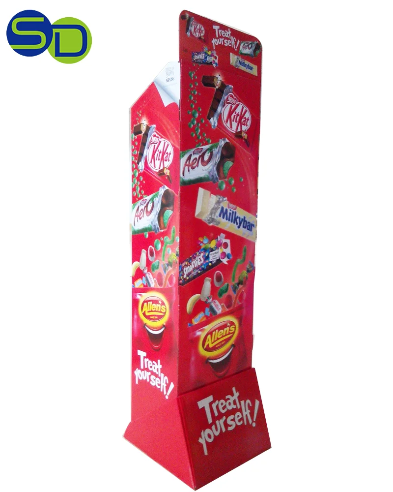 Customized Snack Bar Display Stand Cardboard Display For Dessert Candy